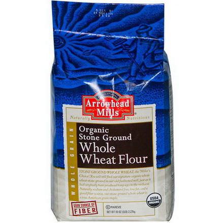 Arrowhead Mills, Whole Grain, Organic Stone Ground Whole Wheat Flour 5 lb 2.27 kg