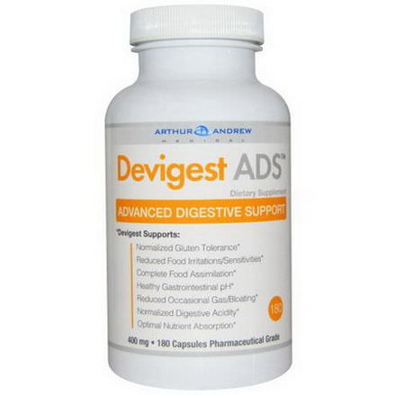 Arthur Andrew Medical, Devigest ADS, Advanced Digestive Support, 400mg, 180 Capsules