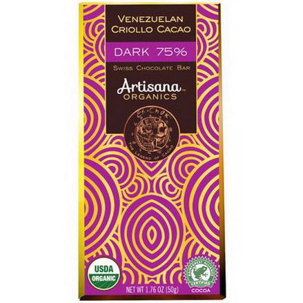 Artisana, Venezuelan Chocolate Cacao Criollo, Dark 75% 50g