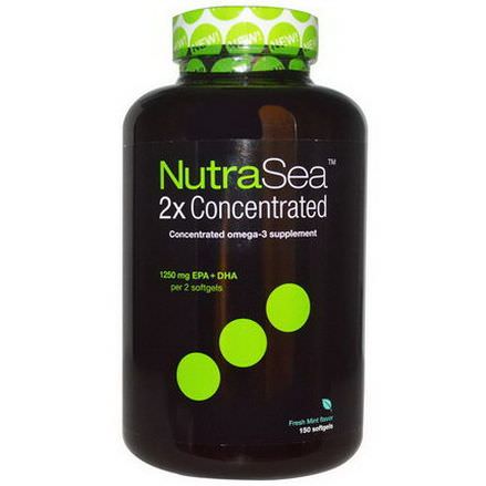 Ascenta, NutraSea 2x Concentrated, Fresh Mint Flavor, 1250mg, 150 Softgels