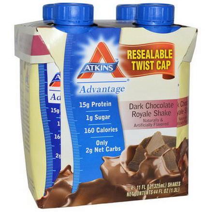 Atkins, Advantage, Dark Chocolate Royale Shake, 4 Shakes 325ml Each
