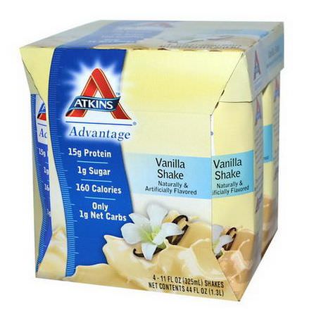 Atkins, Advantage, Vanilla Shake, 4 Shakes 325ml Each