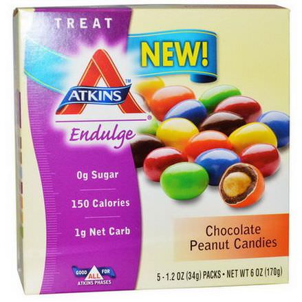 Atkins, Treat Endulge, Chocolate Peanut Candies, 5 Packs 34g Each