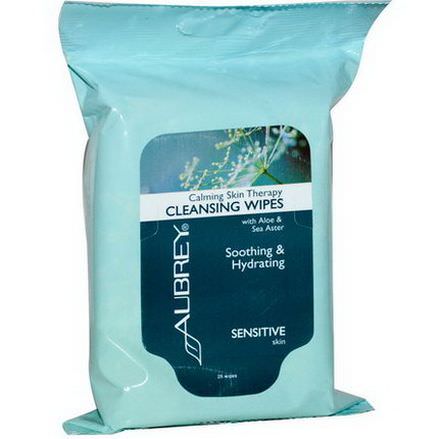 Aubrey Organics, Calming Skin Therapy, Cleansing Wipes, 25 Wipes