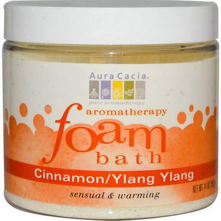 Aura Cacia, Aromatherapy Foam Bath, Cinnamon/Ylang Ylang 397g