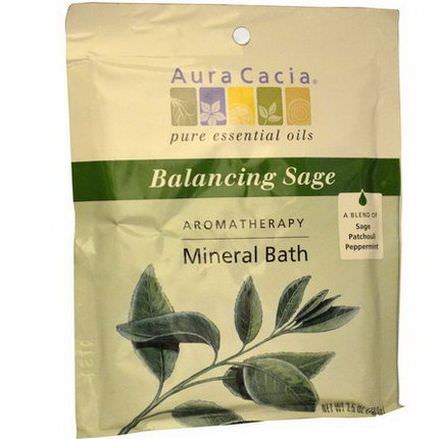 Aura Cacia, Aromatherapy Mineral Bath, Balancing Sage 70.9g