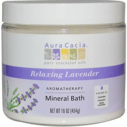 Aura Cacia, Aromatherapy Mineral Bath, Relaxing Lavender 454g