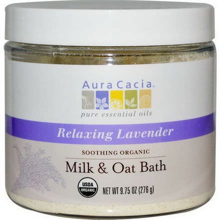 Aura Cacia, Soothing Organic Milk&Oat Bath, Relaxing Lavender 276g