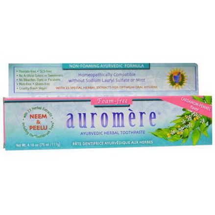Auromere, Ayurvedic Herbal Toothpaste, Foam-Free, Cardamom-Fennel Flavor 117g