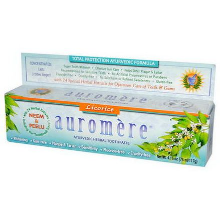 Auromere, Ayurvedic Herbal Toothpaste, Licorice 75ml/117g