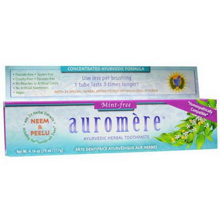 Auromere, Ayurvedic Herbal Toothpaste, Mint-Free 117g