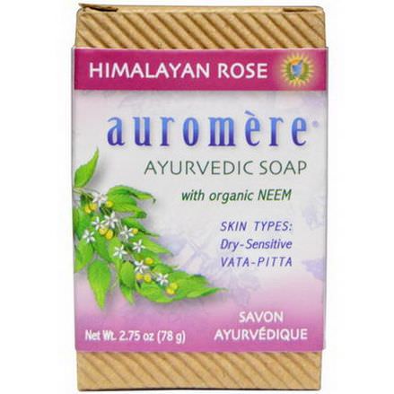 Auromere, Ayurvedic Soap, with Organic Neem, Himalayan Rose 78g
