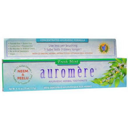 Auromere, Ayurvedic Herbal Toothpaste, Fresh Mint 117g