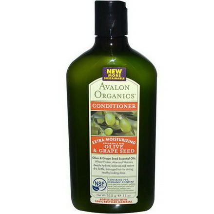 Avalon Organics, Conditioner, Extra Moisturizing, Olive&Grape Seed, Fragrance Free 312g