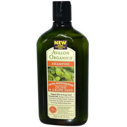 Avalon Organics, Extra Moisturizing Shampoo, Olive&Grape Seed, Fragrance Free 325ml