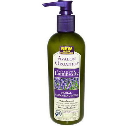 Avalon Organics, Facial Cleansing Milk, Lavender Luminosity 198g