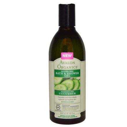 Avalon Organics, Gluten Free Bath&Shower Gel, Fragrance Free, Cucumber 355ml