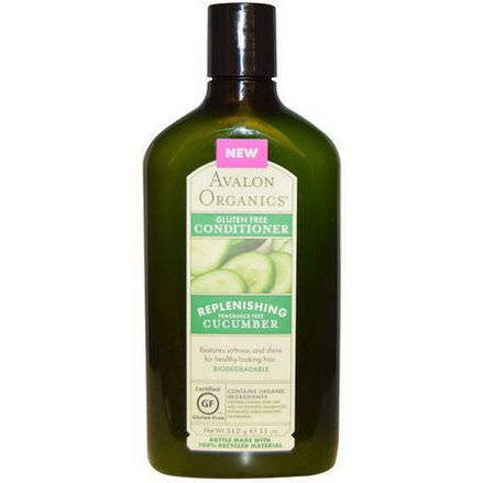 Avalon Organics, Gluten Free Conditioner, Replenishing Cucumber, Fragrance Free 312g