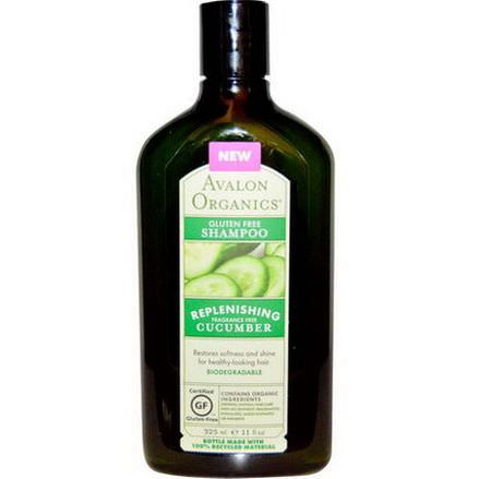 Avalon Organics, Gluten Free Shampoo, Replenishing Cucumber, Fragrance Free 325ml