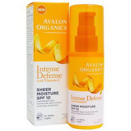 Avalon Organics, Intense Defense With Vitamin C, Sheer Moisture SPF 10 50g