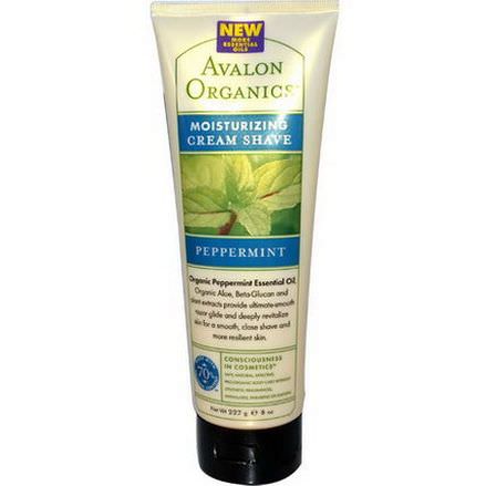 Avalon Organics, Moisturizing Cream Shave, Peppermint 227g
