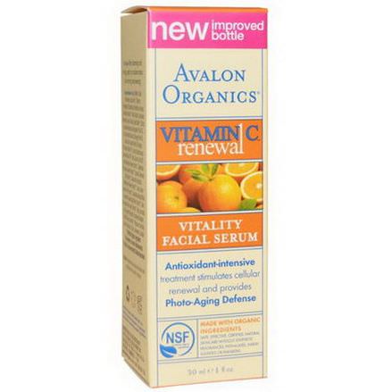 Avalon Organics, Vitamin C Renewal, Vitality Facial Serum 30ml