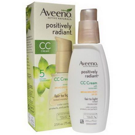 Aveeno, Positively Radiant, CC Cream, SPF 30, Fair to Light 75ml