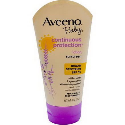 Aveeno, Baby, Continuous Protection Lotion, Sunscreen, SPF 55, Fragrance Free 112g