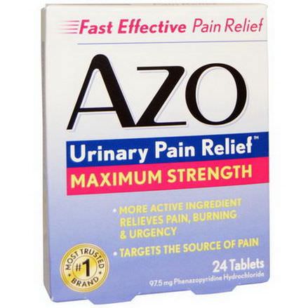 Azo, Urinary Pain Relief, Maximum Strength, 24 Tablets