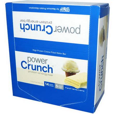 BNRG, Power Crunch Protein Energy Bar, French Vanilla Creme, 12 Bars 40g Each