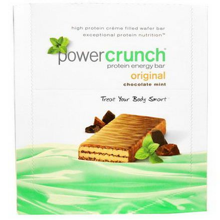 BNRG, Power Crunch Protein Energy Bar, Original, Chocolate Mint, 12 Bars 40g Each