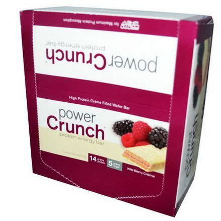 BNRG, Power Crunch Protein Energy Bar, Wild Berry Creme, 12 Bars 40g Each