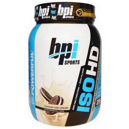 BPI Sports, ISO HD, 100% Whey Protein Isolate&Hydrolysate, Cookies and Cream 740g