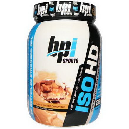 BPI Sports, ISO HD, 100% Whey Protein Isolate&Hydrolysate, Peanut Butter Candy Bar 740g