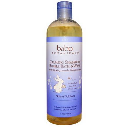 Babo Botanicals, 3 in 1: Shampoo, Bubble Bath&Wash, Lavender Meadowsweet 450ml