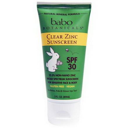 Babo Botanicals, 30 SPF Clear Zinc Sunscreen 89ml