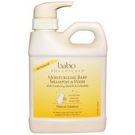 Babo Botanicals, Moisturizing Baby Shampoo&Wash, Oatmilk Calendula 473ml
