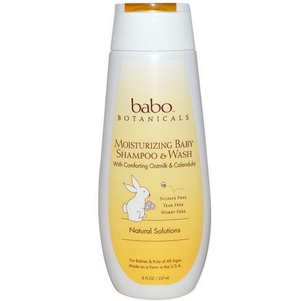 Babo Botanicals, Moisturizing Baby Shampoo&Wash, Oatmilk&Calendula 237ml