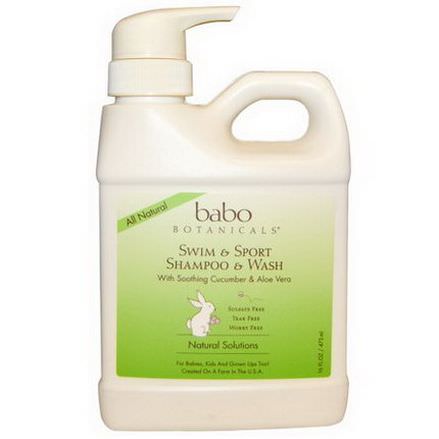 Babo Botanicals, Swim&Sport Shampoo&Wash, Cucumber Aloe Vera 473ml