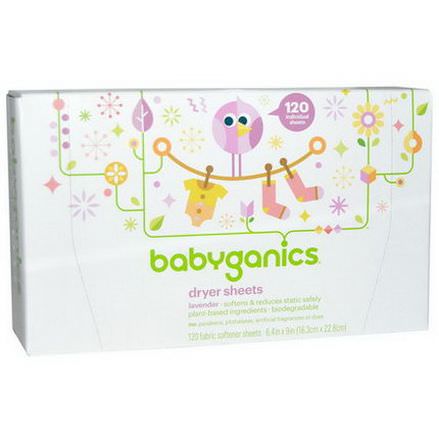BabyGanics, Dryer Sheets, Lavender, 120 Fabric Softener Sheets