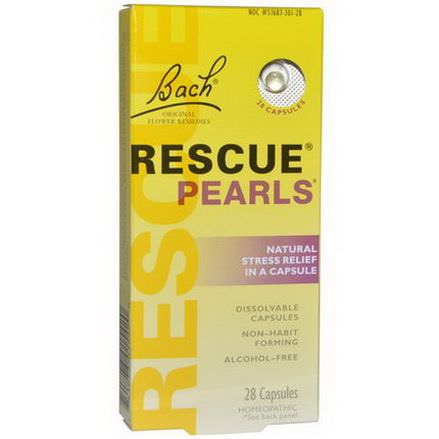 Bach, Original Flower Remedies, Rescue Pearls, Natural Stress Relief in a Capsule, 28 Capsules