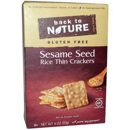 Back to Nature, Gluten Free, Sesame Seed Rice Thin Crackers 113g