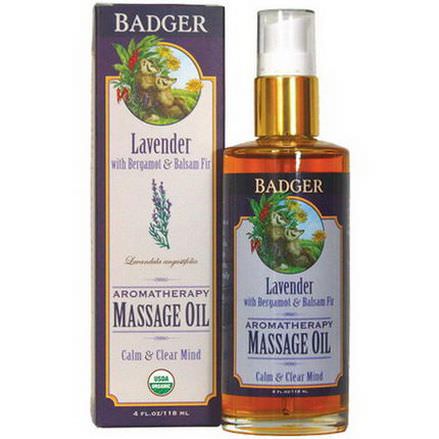 Badger Company, Aromatherapy Massage Oil, Lavender with Bergamot&Balsam Fir 118ml