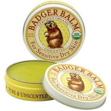 Badger Company, Badger Balm, For Sensitive Dry Skin, Unscented 56g