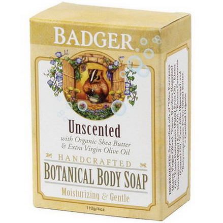 Badger Company, Botanical Body Soap, Unscented 112g