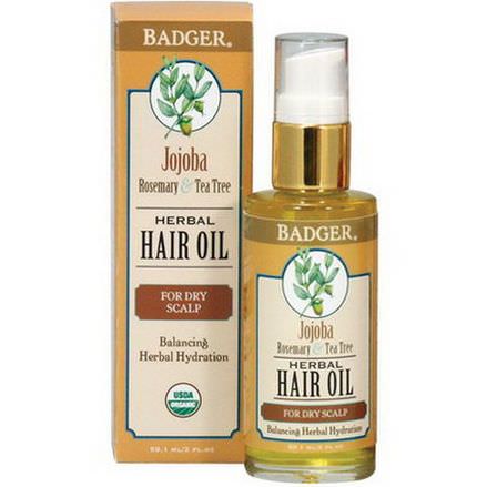 Badger Company, Jojoba Herbal Hair Oil, Rosemary&Tea Tree 59.1ml