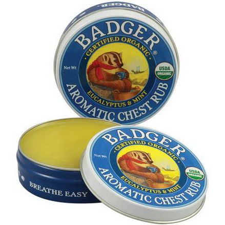 Badger Company, Organic Aromatic Chest Rub, Eucalyptus&Mint 21g