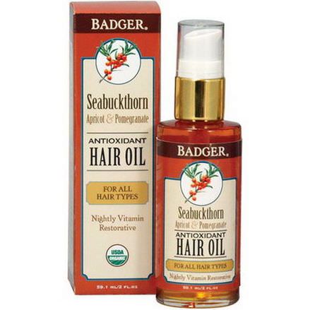 Badger Company, Seabuckthorn Antioxidant Hair Oil, Apricot&Pomegranate 59.1ml