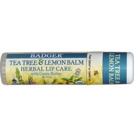Badger Company, Tea Tree&Lemon Balm Herbal Lip Care with Cocoa Butter 7g