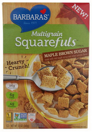 Barbara's Bakery, Multigrain Squarefuls Cereal, Maple Brown Sugar 340g